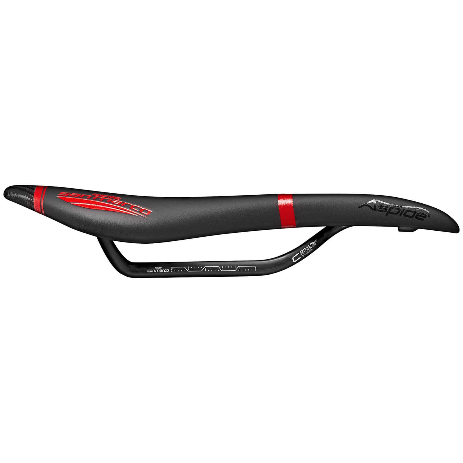 Selle San Marco Aspide Open-Fit Carbon FX Saddle - Narrow - S2 - Black/Red