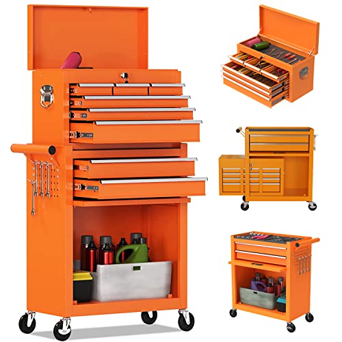 8-Drawer High Capacity Rolling Tool Chest, Removable Cabinet Storage Tool Box with Wheels and Drawers