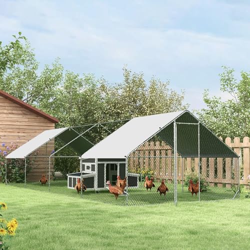 PawHut Wooden Chicken Coop, Chicken Tractor for 6 Chickens, Outdoor Poultry Cage Rabbit Hutch Duck Coop Hen House with Nesting Box, Tray, Windows