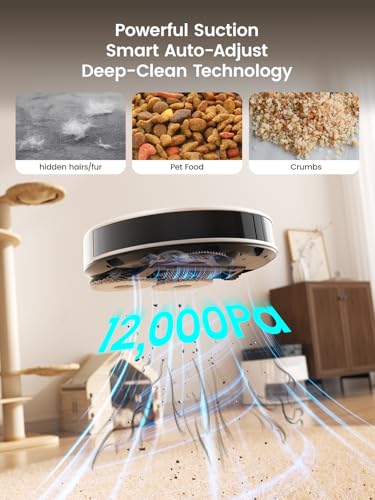 Lefant M3 Robot Vacuum, Robot Vacuum and Mop, 12000Pa Suction, Anti-Tangle Brushes, Dual Spinning Mop, Auto Mop Washing, Drying, Self-Emptying