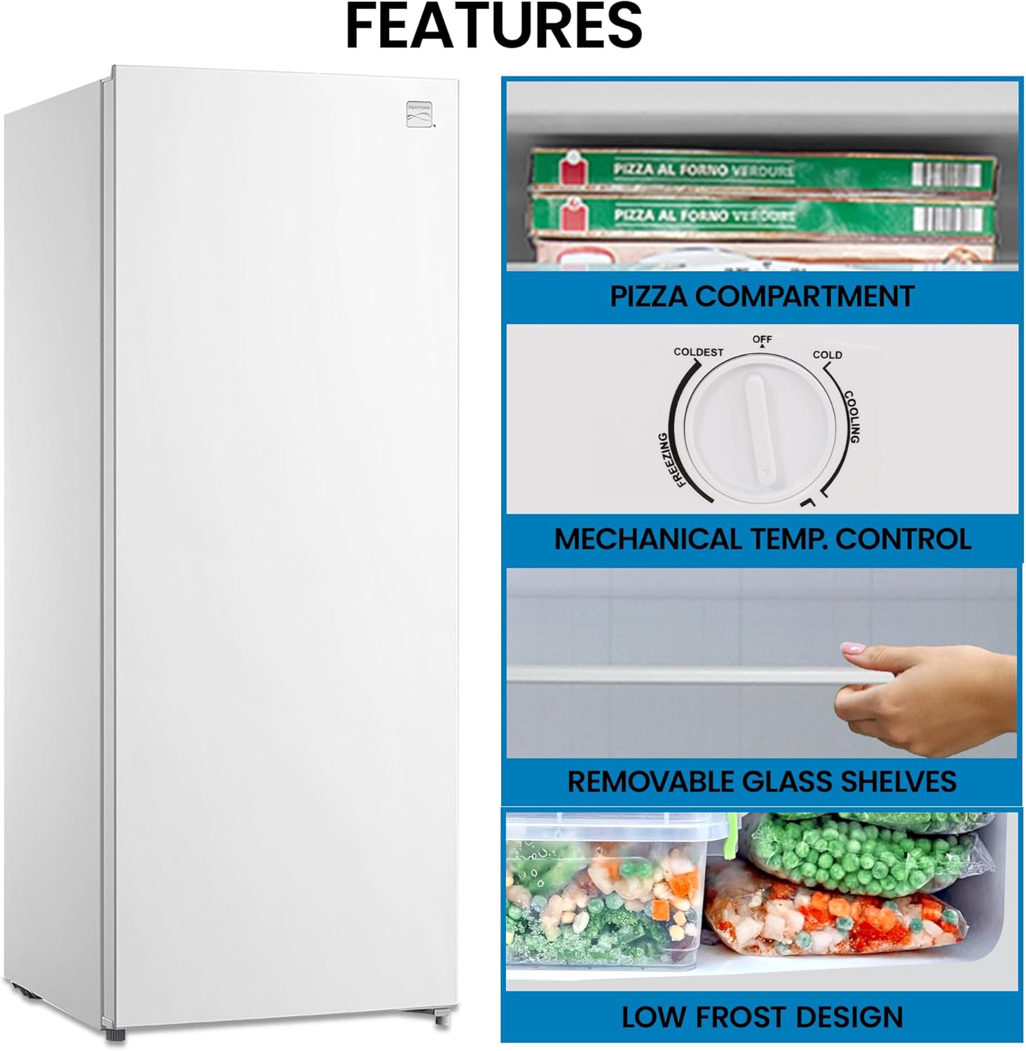 Kenmore KKUF07-W 7 Cu. Ft. (196L) Convertible Refrigerator Ready | Low-Frost | Reversible Door | Manual Defrost | Removable Glass Shelves | White |