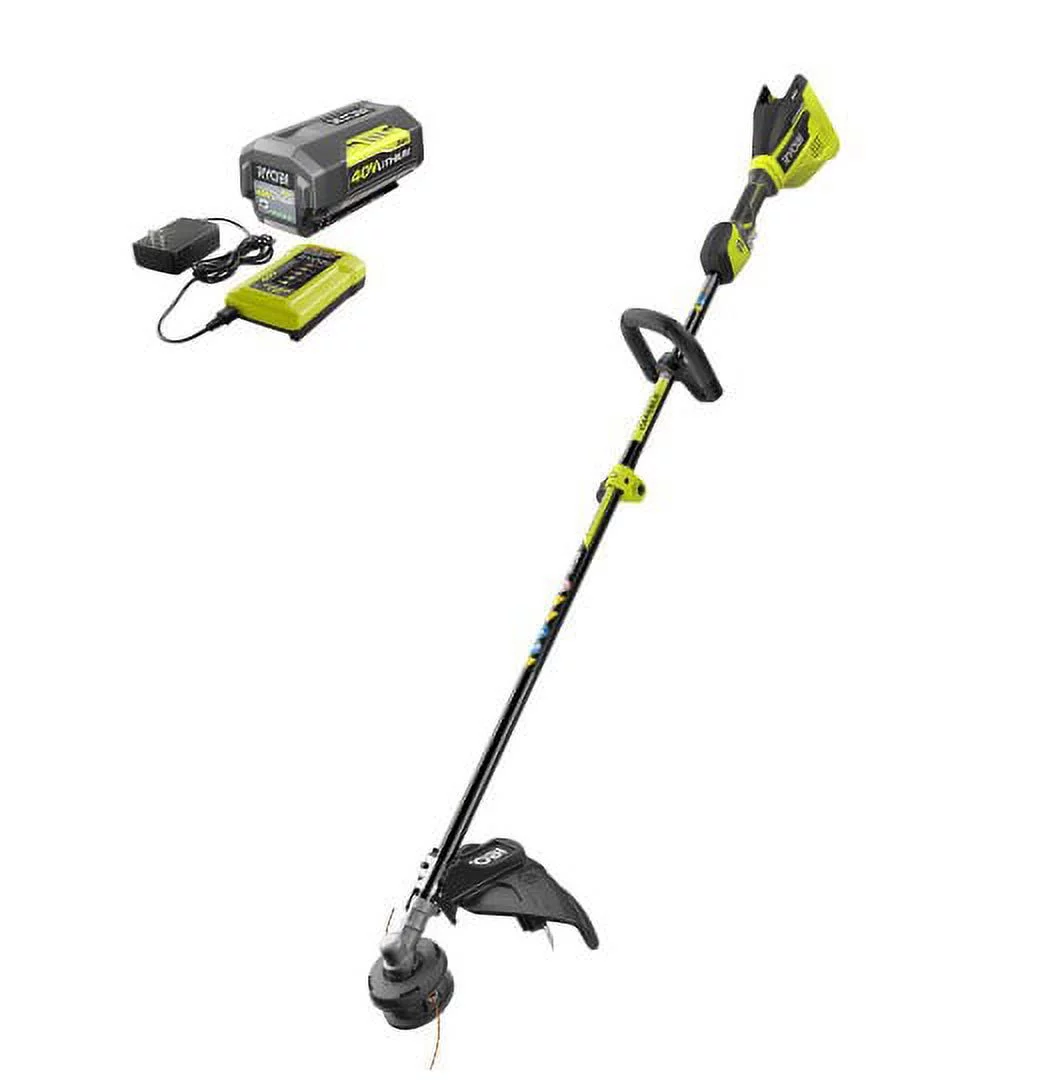 Ryobi 40-Volt Lithium-Ion Brushless Electric Cordless Attachment Capable String Trimmer 4.0 Ah Battery and Charger Included - Curated Treasures Market