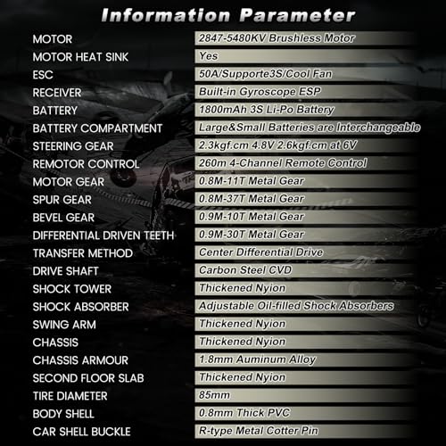 DEERC 8618 1/16 Fast Brushless RC Cars for Adults, Max 56mph, 2 3S Lipo Batteries Electric Off-Road Waterproof RC Truck