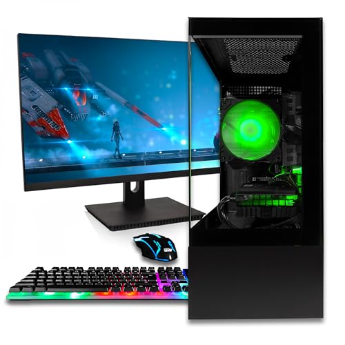 SAAV X1 Prebuilt Gaming PC Bundle with Monitor 22in, Intel i5 3.4GHz, 16GB RAM, GEFORCE GTX750 GDDR5, 512GB NVME, WiFi 6, Bluetooth, Win 10