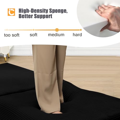 COMAX Folding Sofa Bed, Convertible Chair Bed Corduroy 3-in-1 Foldable Floor Couch with High-Density Foam, Futon Sofa Sleeper Mattress