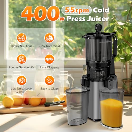 Juicer Machines with 5.8" Large Feed Chute, Cold Press Juicer For Whole Vegetables and Fruits