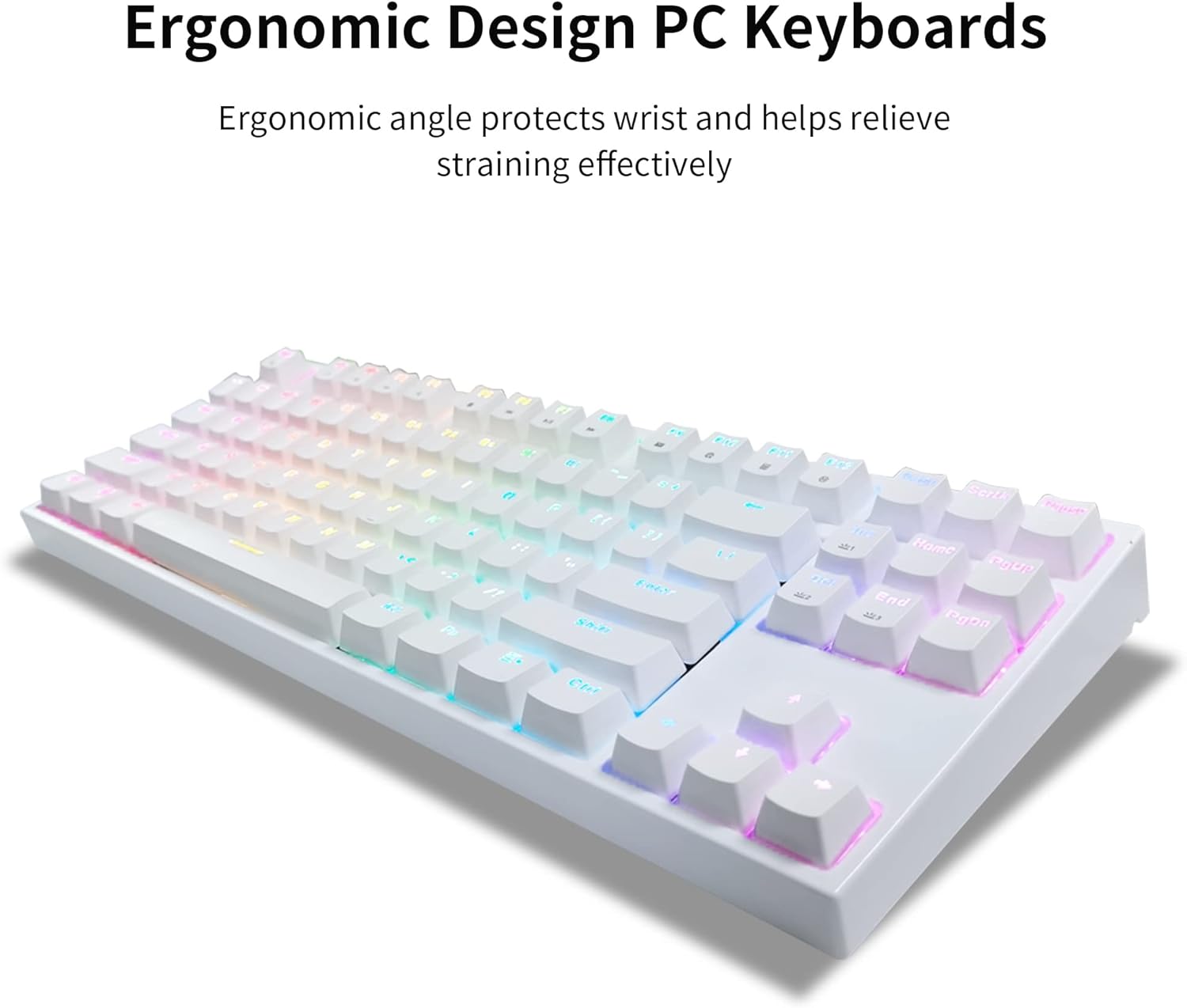 SUPUR NEWLING Wired Gaming Keyboard RGB Backlit Mechanical Keyboard TKL Red Switch USB Ergonomic PC Gaming Keyboards for Mac/Laptop Window 10