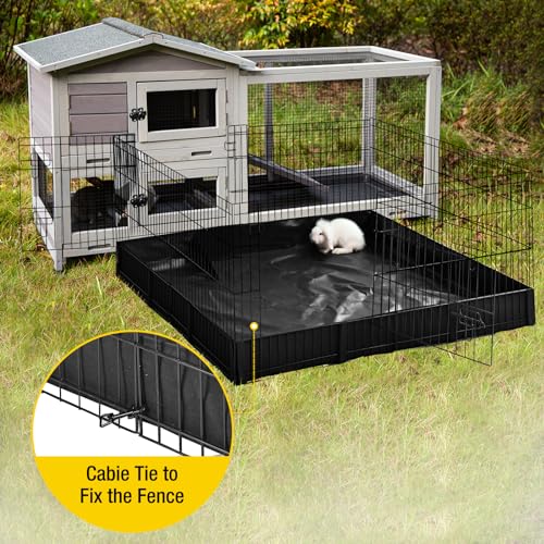 Aivituvin Rabbit Hutch 93.7" Large Rabbit Cage Indoor Outdoor Guinea Pig Cage Chicken Coop on Wheels Bunny Cage with 4 Deep No Leakage Pull Out Tray