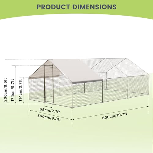 Large Metal Chicken Coop, Large Chicken Pen, Chicken Runs for Yard with Waterproof and Anti-UV Cover, Duck Rabbit House Outdoor (9.8'
