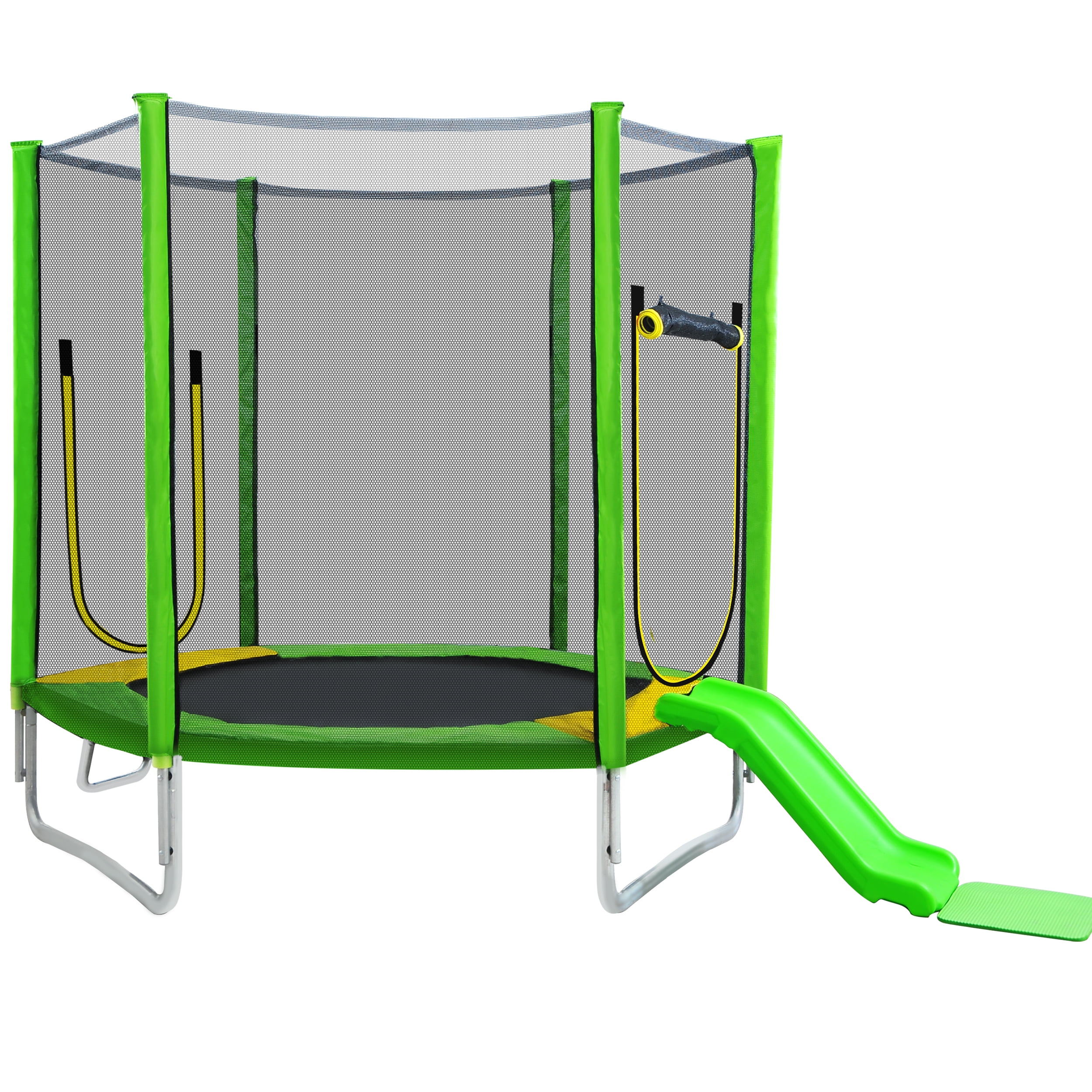 Mefine 7Ft Trampoline for Kids with Safety Enclosure Net, Slide and Ladder, Easy Assembly Round Outdoor Recreational Trampoline