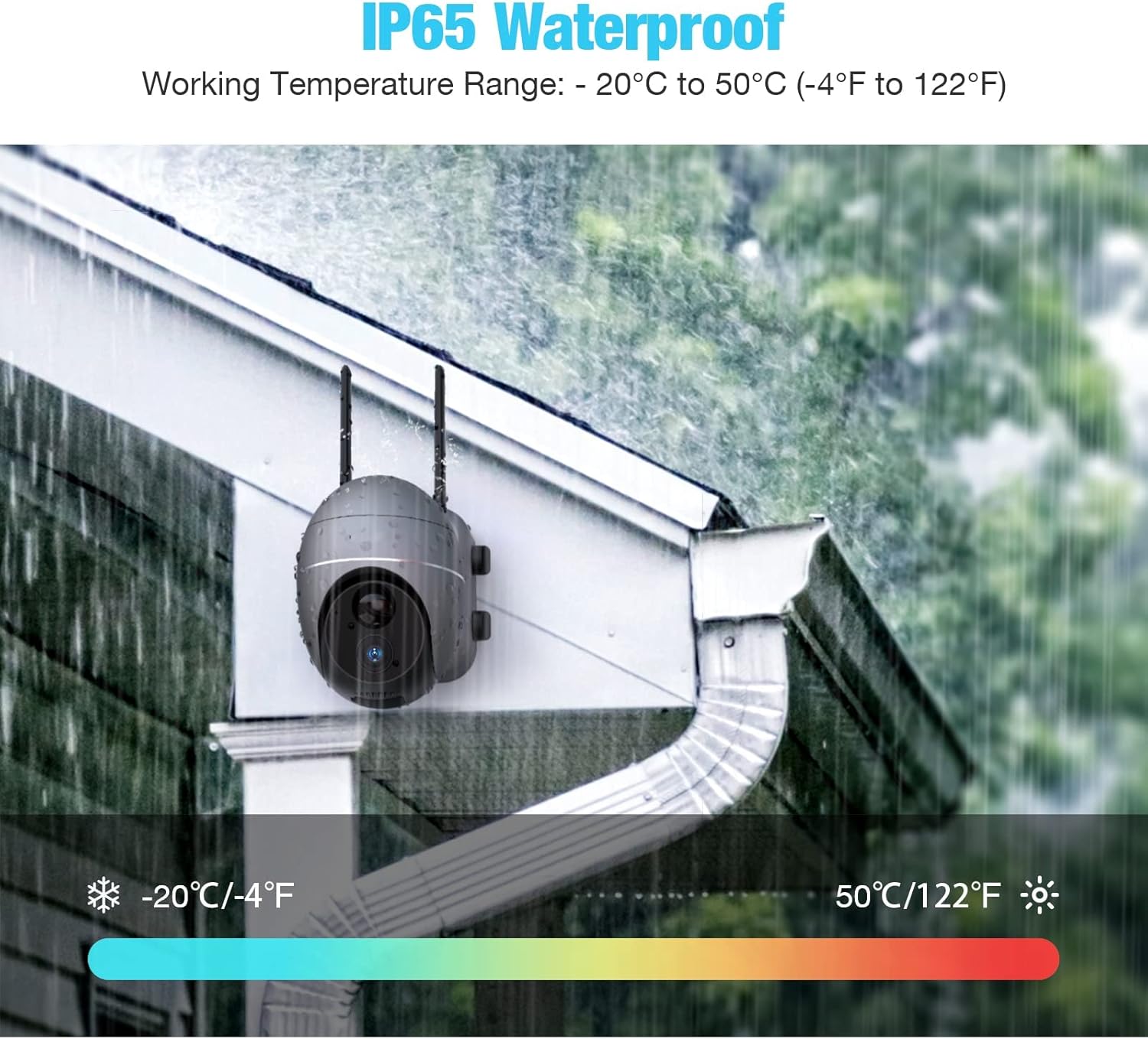 Wireless Security Camera Outdoor, 1080P 360° PTZ Rechargeable Battery Camera WiFi with Night Vision, 2-Way Audio, PIR Motion Detection, Cloud Storage
