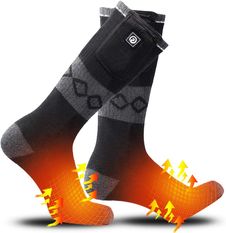 Heated Socks for Men Women,7.4V 2200mah Electric Rechargeable Battery Warm Winter Socks