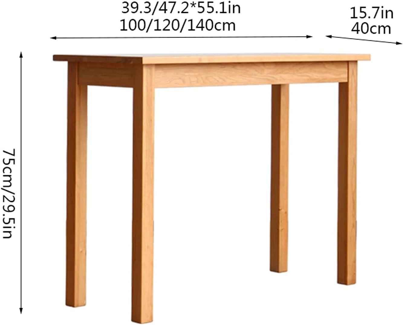Computer Desk Home Narrow Wooden Desk 1.0/1.2/1.4 Meters Window Table Stable Writing Study Desk Simple Square Leg Cherry Wood Desk