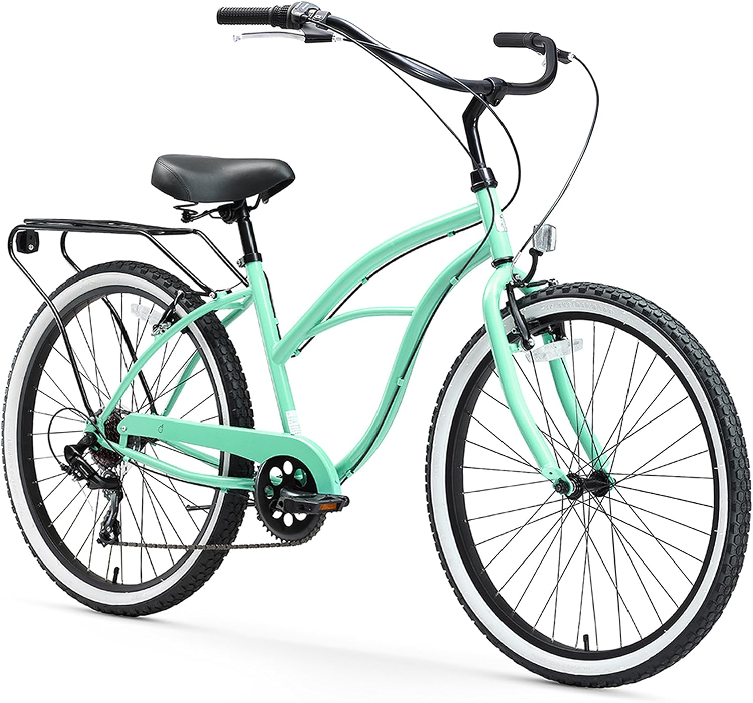 sixthreezero Around The Block Men's and Women's 7-Speed 26 Inch Beach Cruiser Bikes with Rear Racks