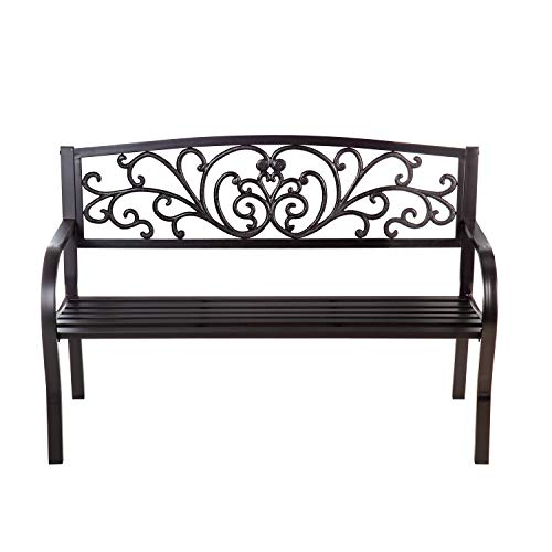 Evergreen Garden Sunflower Garden Bench Outdoors & Indoors | Cast Iron Metal Patio Bench | Outdoor Seating Furniture | Seats for Park, Porch, Deck