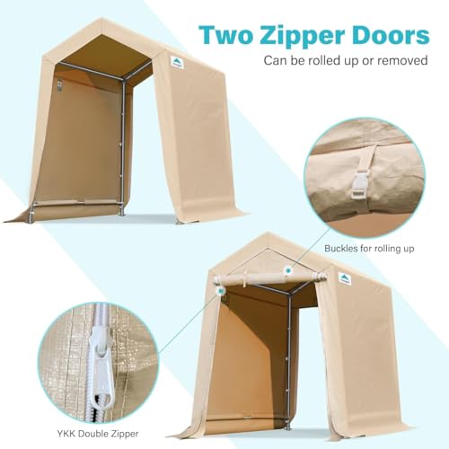ADVANCE OUTDOOR 10x10 ft Heavy Duty Outdoor Patio Portable Canopy Storage Shelter Shed Carport with 2 Roll up Zipper Doors & Vents for Snowmobile