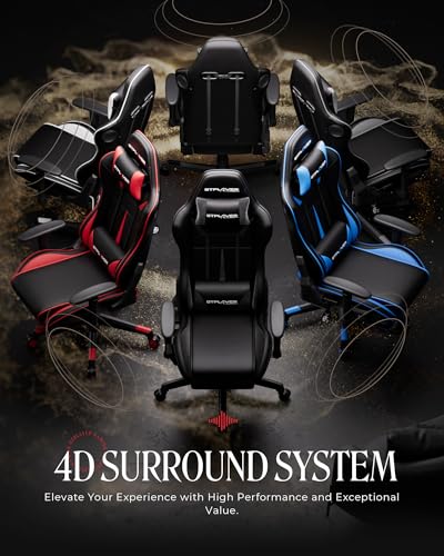 GTPLAYER Gaming Chair with Speakers, Video Game Chairs with Footrest, PC Gamer Chairs for Adults - Padded High Back Ergonomic Reclining Silla Gamer
