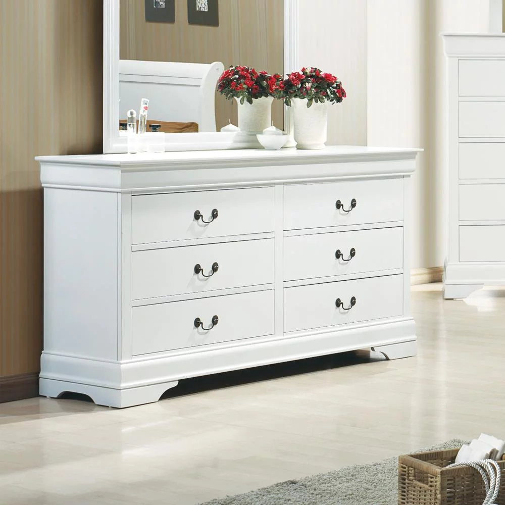 Coaster Louis Philippe Traditional 6-Drawer Wood Dresser in White