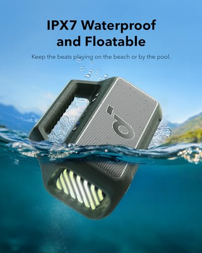 Soundcore Boom 2 by Anker, Outdoor Speaker, 80W, Subwoofer, BassUp 2.0, 24H Playtime, IPX7 Waterproof, Floatable, RGB Lights, USB-C, Custom EQ