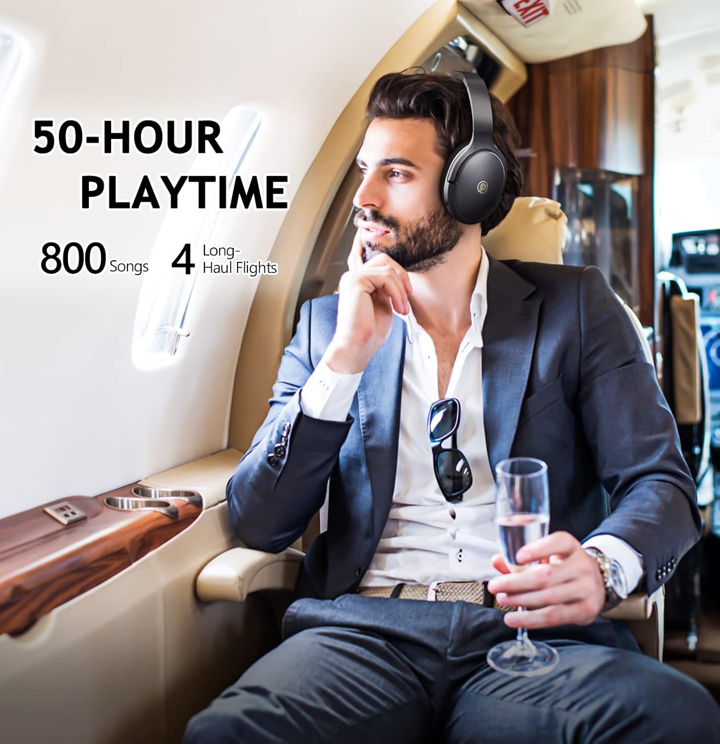 Noise Cancelling Headphones, Bluetooth Headphones with Microphone 50H Playtime Wireless Over-ear Headphones, CVC 8.0