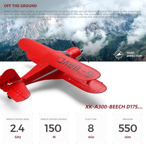 GoolRC RC Plane, WLtoys XK A300 RC Airplane, 4 Channel Brushless Remote Control Airplane, 2.4GHz RC Aircraft Fighter with 3D/6G Mode