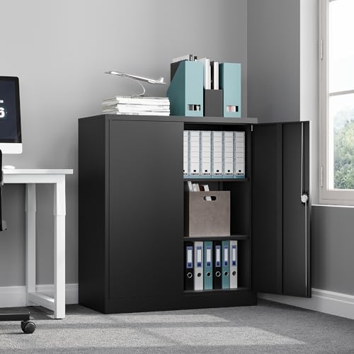 Metal Garage Storage Cabinet with Wheels,Metal Storage Cabinet with Adjustable Shelves,Steel Tool Cabinets with Locking Door for Home, School, Office