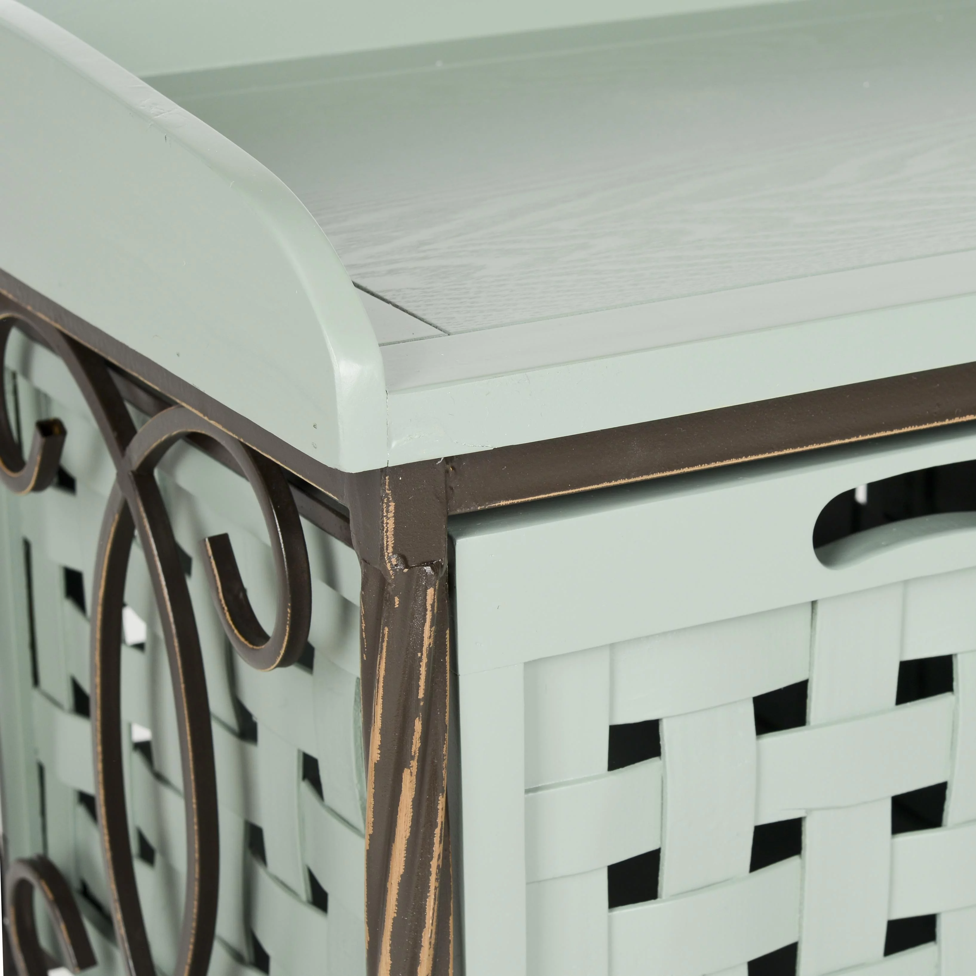 SAFAVIEH Isaac Rustic 3 Drawer Wooden Storage Bench, Dusty Green