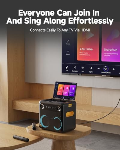 Ikarao Smart Karaoke Machine for Adults - with Lyrics Display, 32GB Karaoke Tablet, 2 Wireless Mics, Professional Karaoke System, 300W Peak Power