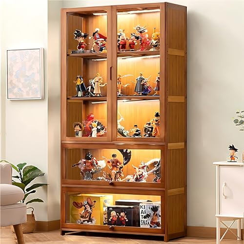 5 Tier Curio Display Cabinet with Acrylic Glass Door, Large Capacity Storage Cabinet Collectibles Toy Organizers Rack & Display Shelf