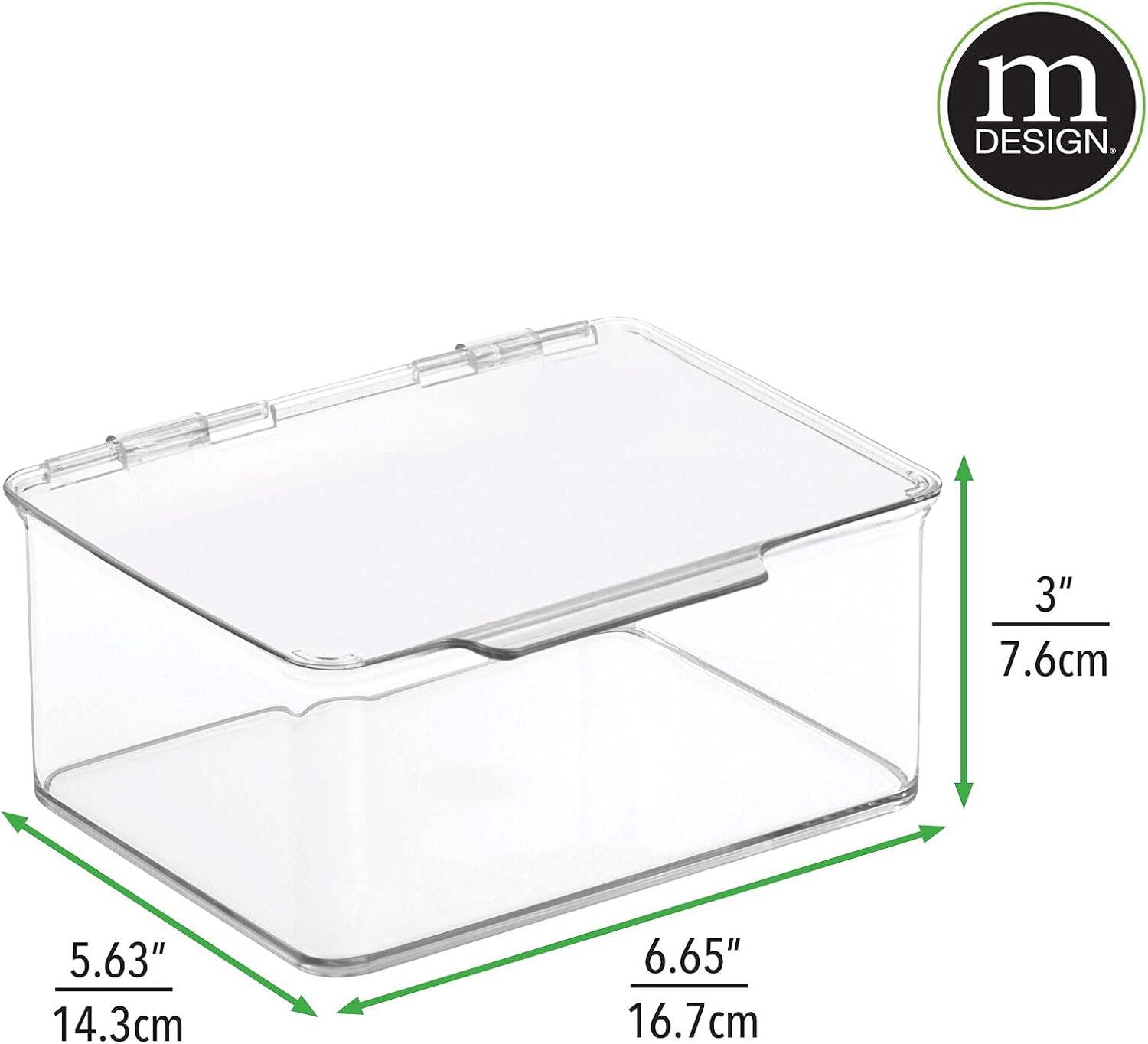 mDesign Plastic Stackable Compact Rectangular Storage Bin, Drawer or Cabinet Organizer with Lid, Container Box for Organizing Art Puzzles, Crayons