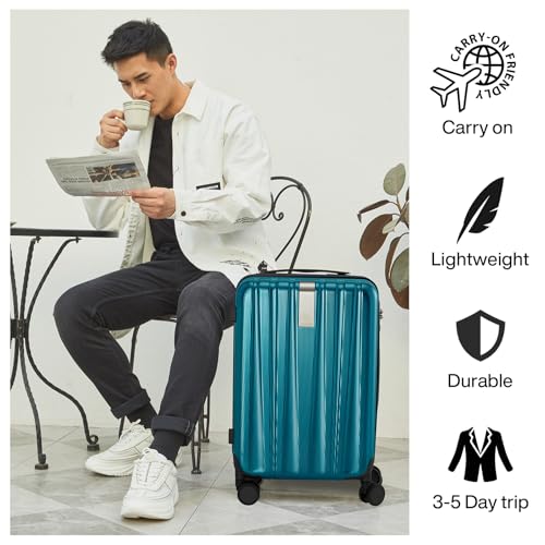 Hanke 29 Inch Luggage Suitcases With Spinner Wheels Lightweight PC hardside Rolling Suitcase With Travel Lock, Checked-Large 29-Inch(Blackish Green)