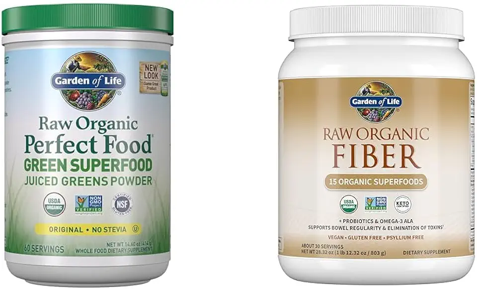 Garden of Life Super Greens Powder Smoothie & Mix, Probiotics & Digestive Enzymes & Fiber Supplement, Raw Organic Fiber Powder, 30 Servings