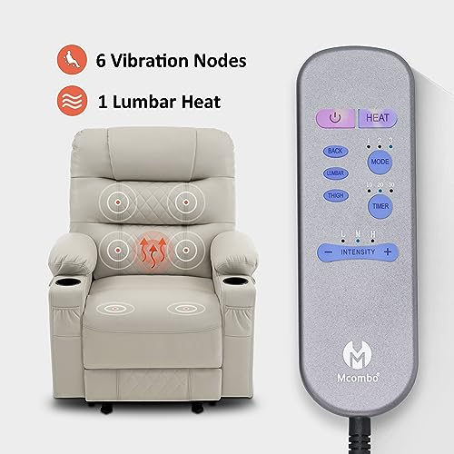 MCombo Zero Gravity Power Recliner Chair with Heat and Vibration Massage, Reclining Chair with USB Ports, Cup Holders for Living Room