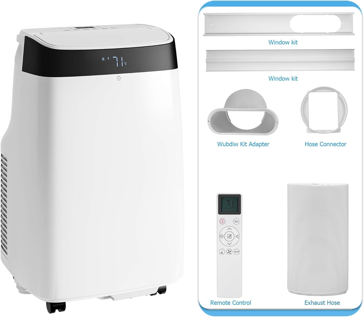 Portable Air Conditioner with 10000 BTU Cooling Power - Remote Control, 450 Sq. Ft Coverage, 3-in-1 Functions, Digital Display