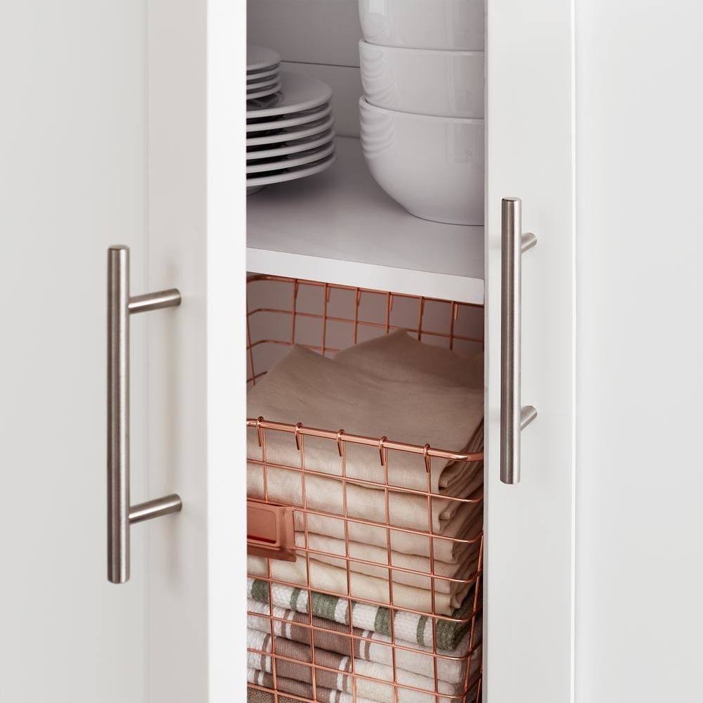 StyleWell Glenville White Kitchen Cart with 2 Drawers, White with Natural Wood Top