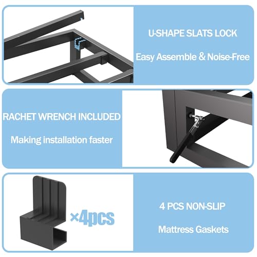 6 Inch Queen Bed Frame with Steel Slat Support, Low Profile Queen Metal Platform Bed Frame Support Mattress Foundation