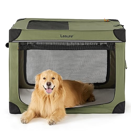 Lesure Soft Collapsible Dog Crate - 42 Inch Portable Travel Crate for Extra Large Dogs Indoor & Outdoor