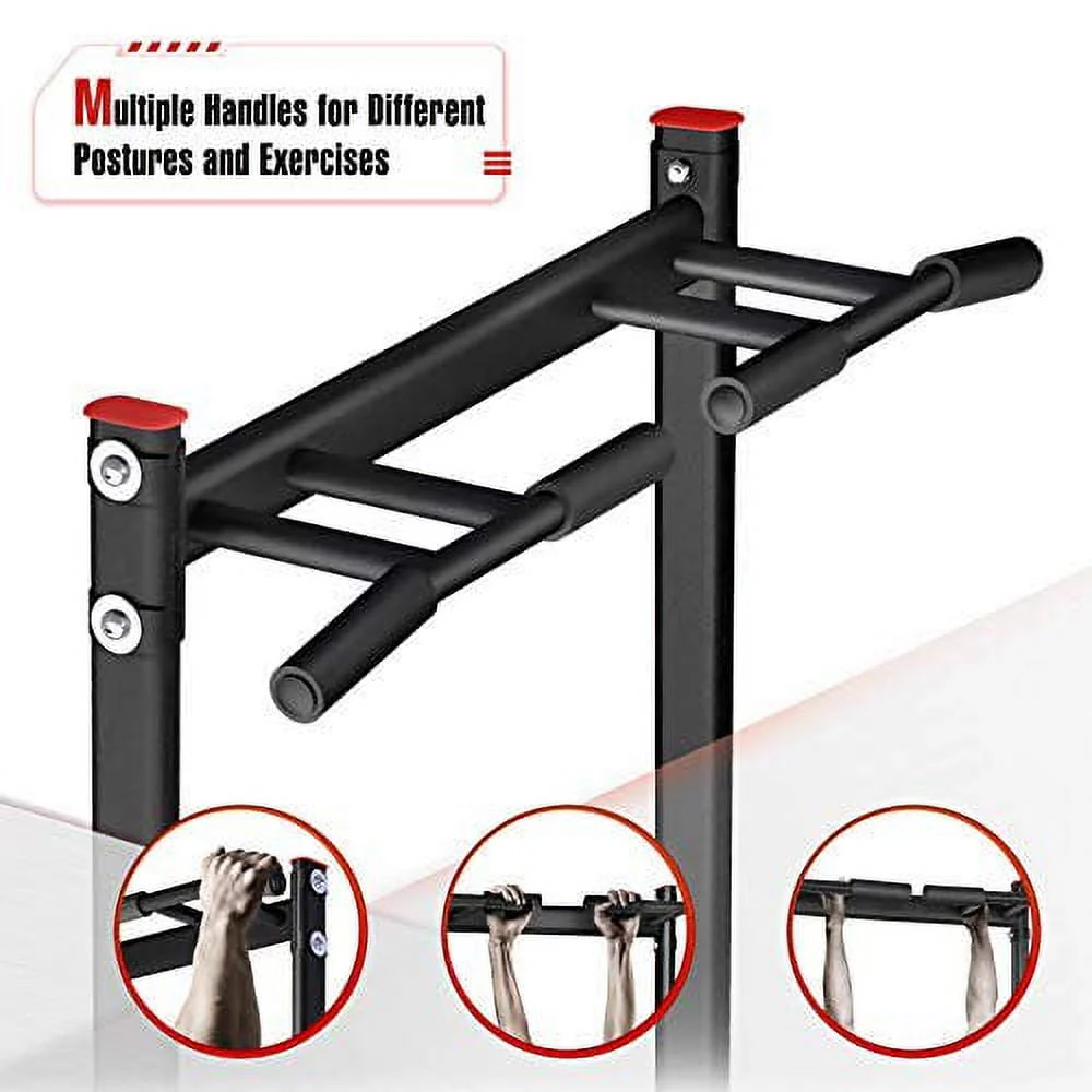 UPGO Adjustable Power Tower 400lbs Max Weight Dip Station Pull up Bar Power Rack Push up Resistance Band for Home Gym Strength Training Workout