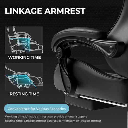 GTPLAYER Gaming Chair, Computer Chair with Footrest and Lumbar Support