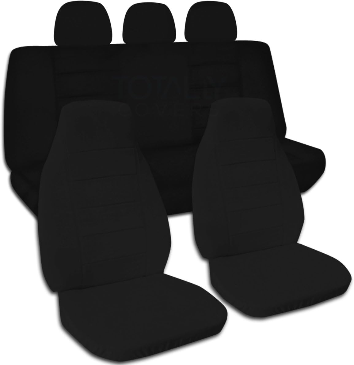 Totally Covers Solid Color Car Seat Covers w 3 Rear Headrest Covers: Cute Pink - Semi-Custom Fit - Full Set