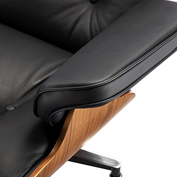 Mid Century Lounge Chair and Ottoman, Modern Chair Classic Design, Top Grain Leather Palisander Wood, Heavy Duty Base Support for Living Room, Study