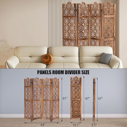 5.6FT Tall Room Divider,Japanese Room Divider 6 Panel Shoji Screen Room Dividers