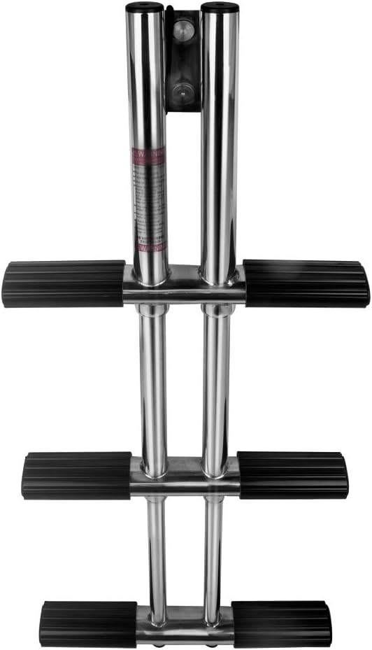 XinKunmarine Dual Vertical Telescoping Boat Ladder Stainless Steel Marine Boarding Ladder 3 Step Heavy Duty Dive Ladder