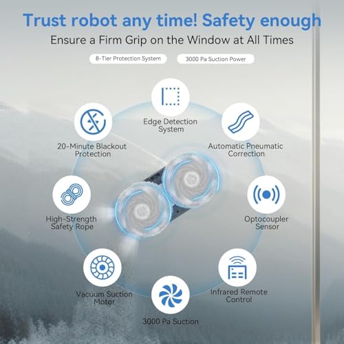 Automatic Window Cleaning Robot, Window Cleaner Robot Auto Dual Spray, 2025 Model Robot Limpia Vidrios AI Path Planning, 3000Pa Suction