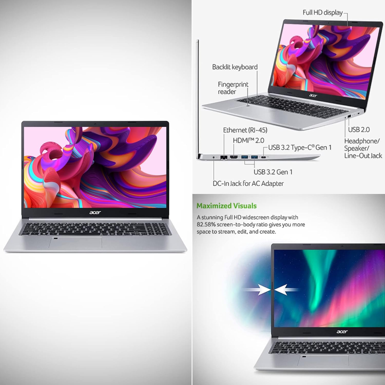 acer 2023 Newest Aspire 5 Slim Laptop, 15.6" Full HD Display, 20GB RAM, 512GB SSD Storage, AMD Ryzen 4-Core Processor, Backlit Keyboard