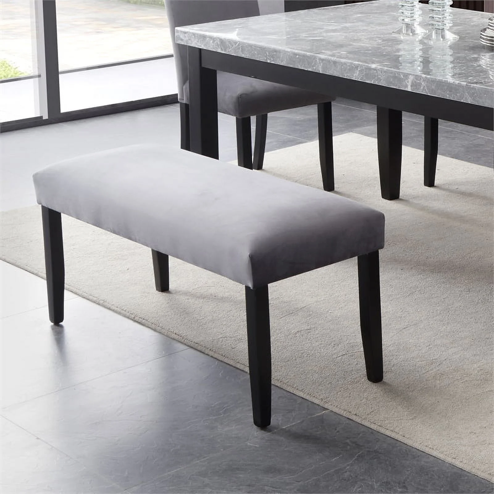 Steve Silver Company Napoli 64" Marble Top 6-piece Dining Set in Gray