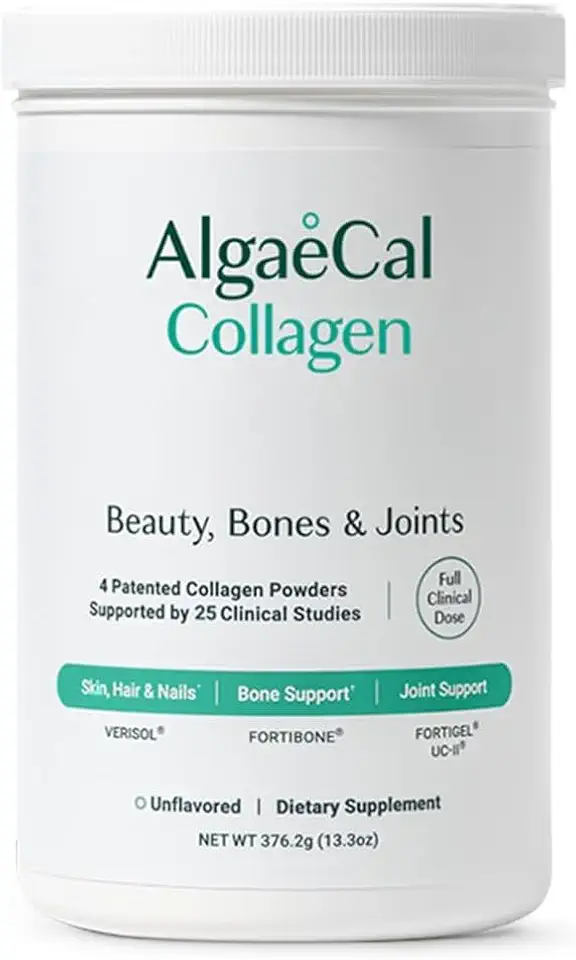ALGAECAL Collagen: 4 Clinically-Supported Peptides VERISOL®, FORTIGEL®, UC-II®, FORTIBONE®, Anti-Aging Hydrolyzed Collagen Powder, 30 Servings