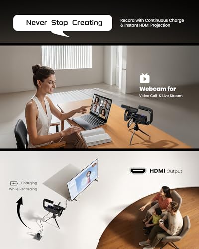 5K Video Camera Camcorder, UHD 64MP Vlogging Camera for YouTube with 3" 270&deg; Rotatable Touch Screen, Digital Camera with IR Night Vision
