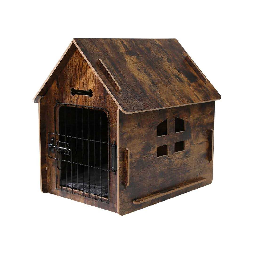 Byrn Wooden Pet house Indoor w/ Roof dog house w/ Removable Mat and Lockable Door for Small dog cat Tucker Murphy Pet Finish