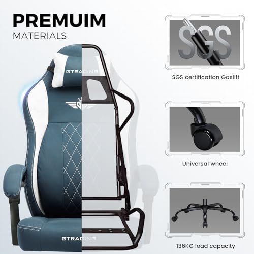 GTPLAYER Big and Tall Gaming Chair Breathable Fabric Computer Chair with Strong Lumbar Support, Comfortable Office Chairs with Pocket Spring Cushion